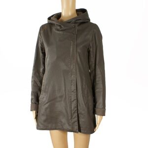 M0851 Brown Waxed Cotton Wool Lined Rain Trench Jacket Coat